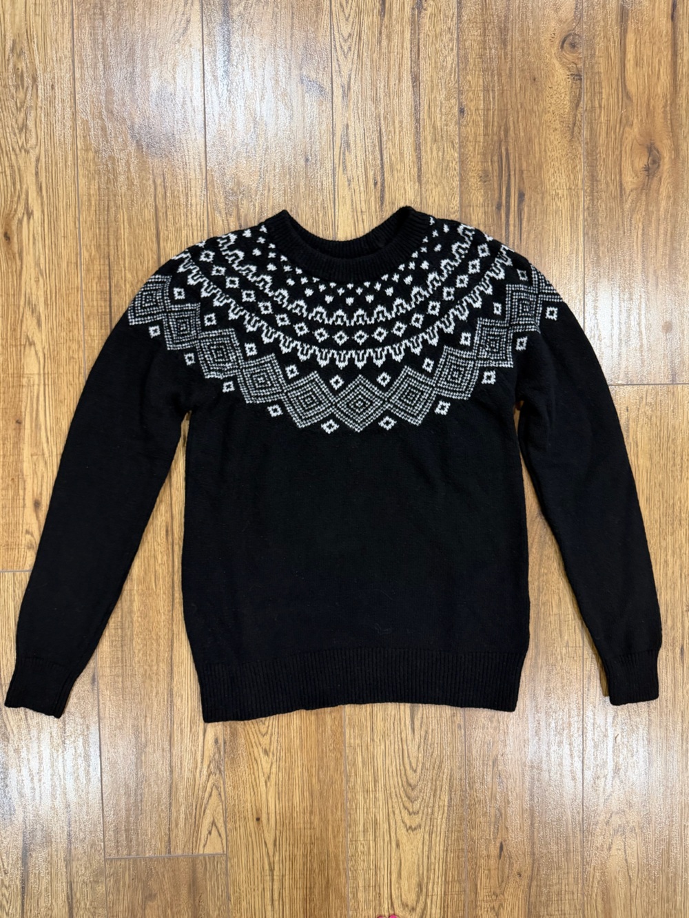 Sunice Stormpack Black & White Women’s Crewneck Sweater Fair Isle SZ Small